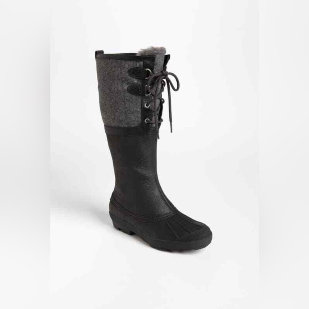 UGG Black Gray Lace-Up Winter Boots